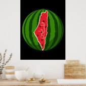Poster Carte du drapeau de la pastèque palestinienne. Pal (Cuisine)