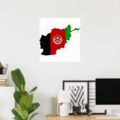 Poster Carte du drapeau de l'Afghanistan pleine taille (Bureau à domicile)
