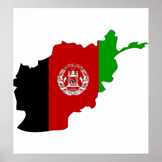 Poster Carte du drapeau de l'Afghanistan pleine taille (Devant)