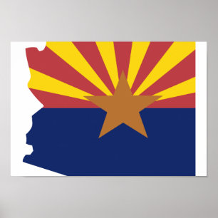 Poster Carte du drapeau de l'Arizona