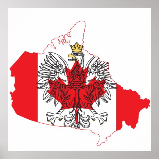Poster Carte du drapeau de Pologne Canada (Devant)