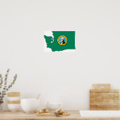 Poster Carte du drapeau de Washington (Cuisine)