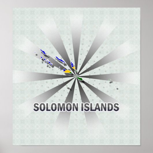 Poster Carte du Drapeau des Îles Salomon 2.0 (Devant)