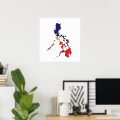 Poster Carte du drapeau des Philippines pleine taille (Bureau à domicile)
