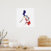Poster Carte du drapeau des Philippines pleine taille (Cuisine)