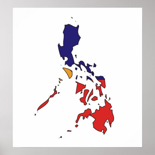 Poster Carte du drapeau des Philippines pleine taille (Devant)