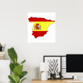 Poster Carte du drapeau d'Espagne pleine taille (Bureau à domicile)
