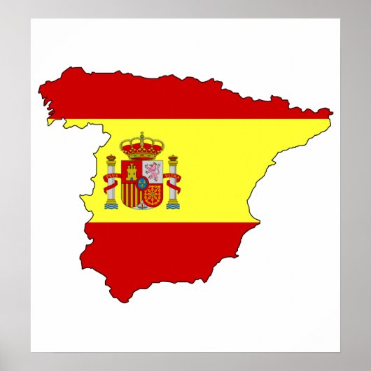 Poster Carte du drapeau d'Espagne pleine taille (Devant)