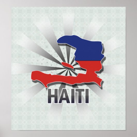 Poster Carte du Drapeau d'Haïti 2.0 (Devant)