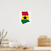 Poster Carte du drapeau du Ghana grandeur nature (Cuisine)