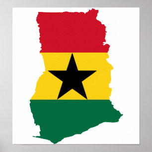 Poster Carte du drapeau du Ghana grandeur nature