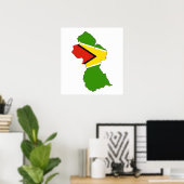 Poster Carte du drapeau du Guyana grandeur nature (Bureau à domicile)