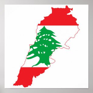 Poster Carte du drapeau du Liban