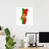 Poster Carte du drapeau du Portugal pleine taille (Bureau à domicile)