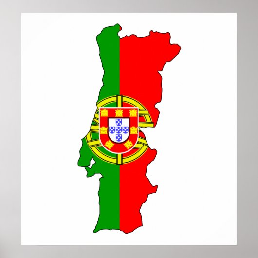 Poster Carte du drapeau du Portugal pleine taille (Devant)