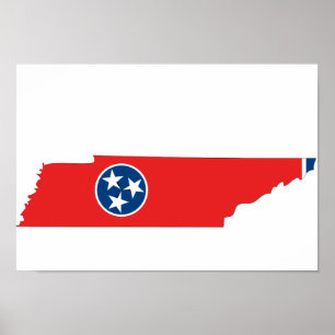 Poster Carte du drapeau du Tennessee