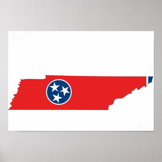 Poster Carte du drapeau du Tennessee (Devant)