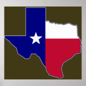Poster Carte du drapeau du Texas (Devant)