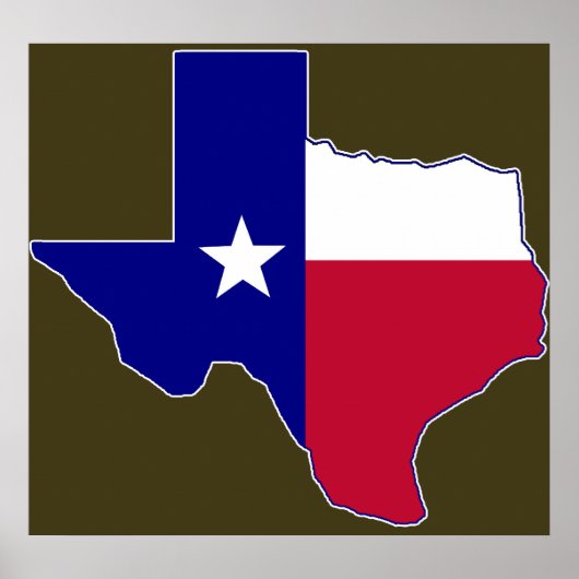 Poster Carte du drapeau du Texas (Devant)