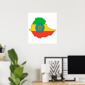Poster Carte du drapeau éthiopien pleine taille (Bureau à domicile)