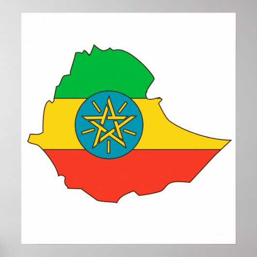Poster Carte du drapeau éthiopien pleine taille (Devant)