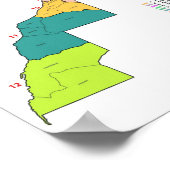 Poster Carte du drapeau marocain avec contours aux fronti (Coin)