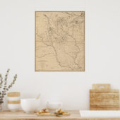 Poster Carte du fleuve Mississippi 1843 (Cuisine)