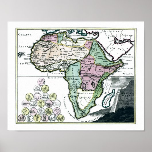 Poster Carte du foetus africain 1720 (Devant)