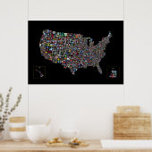 Poster Carte Du Football Américain (Cuisine)