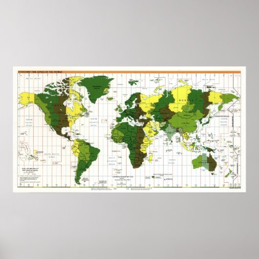 Poster Carte du fuseau horaire de la CIA 1999 (Devant)