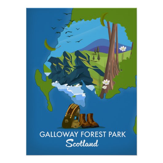 Poster Carte du Galloway Forest park Écosse (Devant)