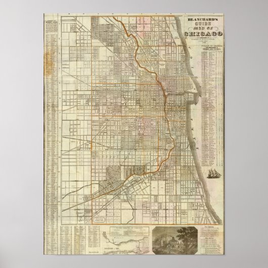Poster Carte du guide Blanchard de Chicago (Devant)