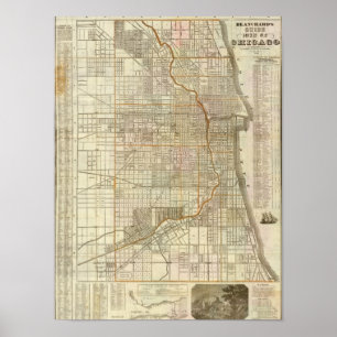 Poster Carte du guide de Blanchard de Chicago