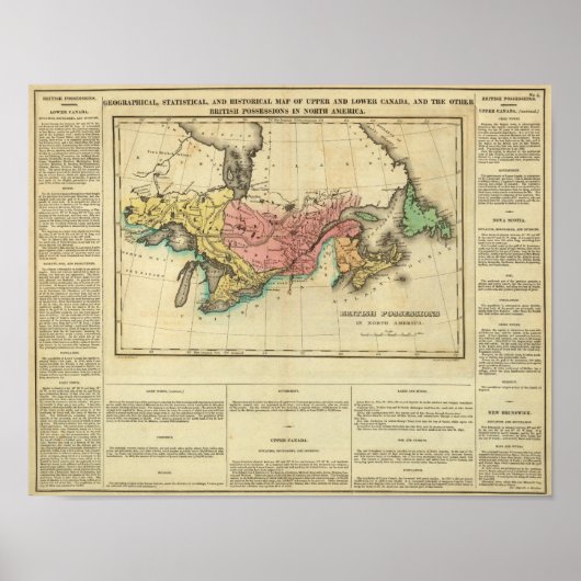 Poster Carte Du Haut Et Du Bas-Canada (Devant)