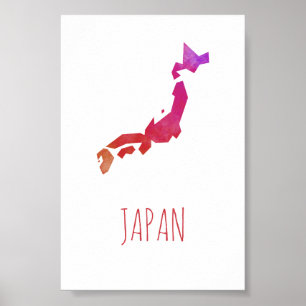 Poster Carte du Japon