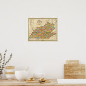 Poster Carte du Kentucky et du Tennessee (Cuisine)