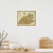 Poster Carte du Kentucky et du Tennessee (Cuisine)