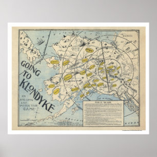 Poster Carte du Klondyke d'un jeu de société 1897
