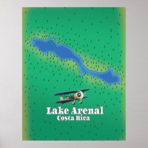 Poster Carte du lac Arenal, Costa Rica
