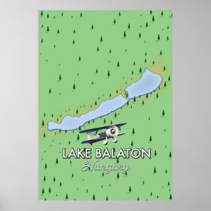 Poster Carte du lac Balaton en Hongrie