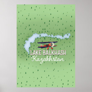 Poster Carte du lac Balkhash Kazakhstan