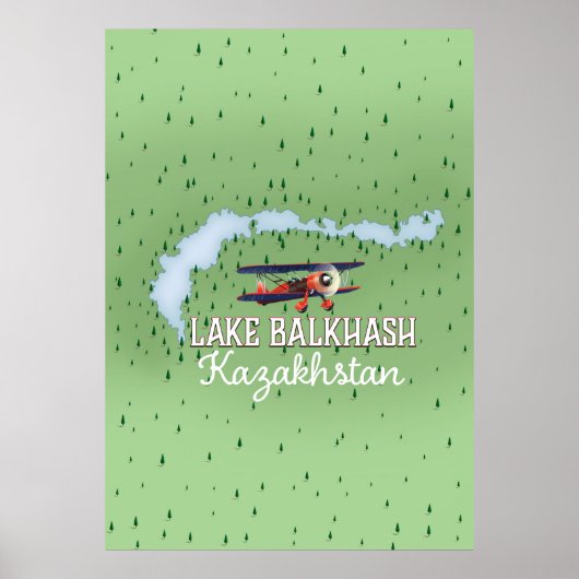 Poster Carte du lac Balkhash Kazakhstan (Devant)