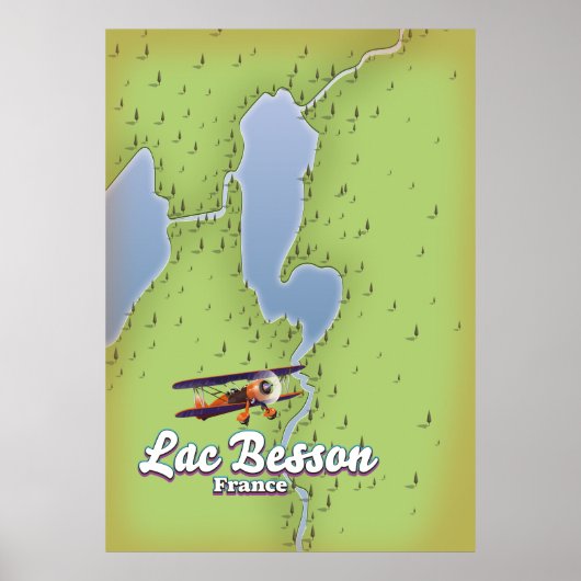 Poster Carte du Lac Besson France (Devant)