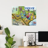 Poster carte du lac Canyon TEXAS (Bureau à domicile)