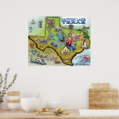 Poster carte du lac Canyon TEXAS (Cuisine)