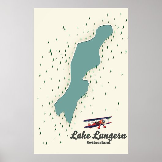 Poster Carte du lac de Lungern en Suisse (Devant)