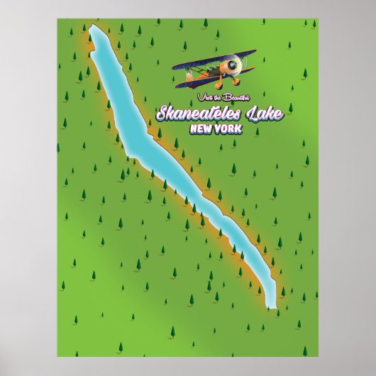 Poster carte du lac de Skaneateles (Devant)