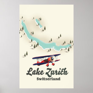 Poster carte du lac de Zurich Suisse
