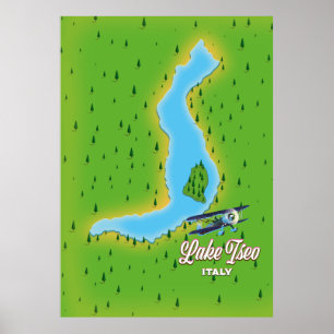 Poster Carte du lac d'Iseo Italie
