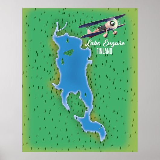Poster Carte du lac Engure en Finlande (Devant)